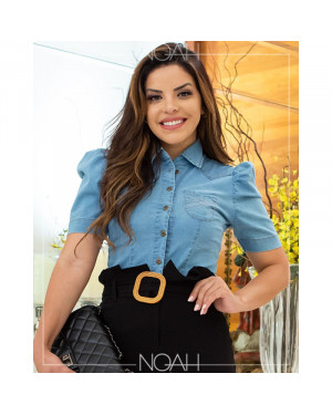 Blusa manga princesa jeans | Moda Evangelica